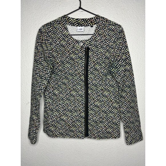 CAbi Women's Sz S Abstract Patterned Denim Lightweight Jacket - Picture 1 of 5